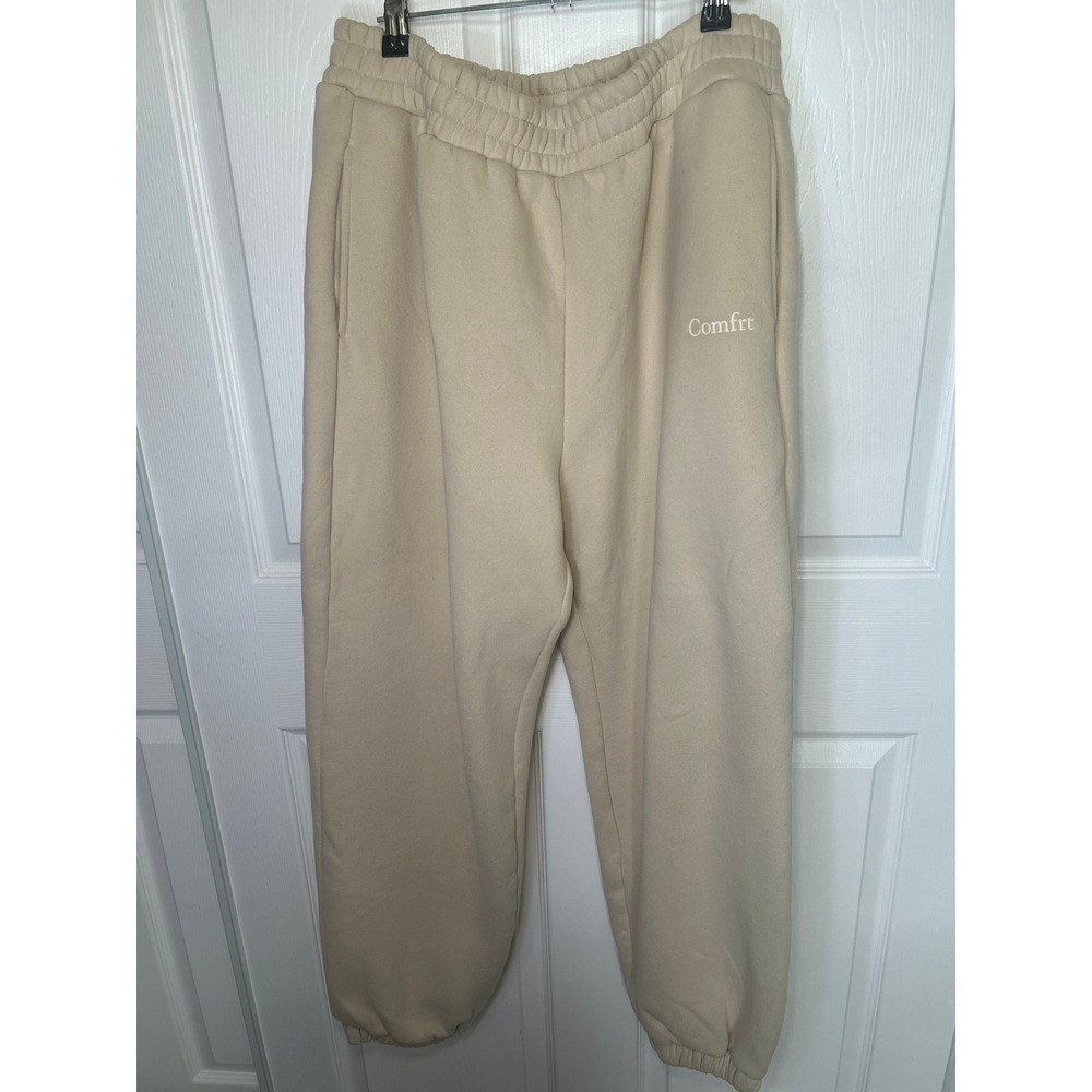 Comfrt Tan Beige‎ Fleece Lined Jogger Sweatpants Mens XL Relaxed Fit Loungewear